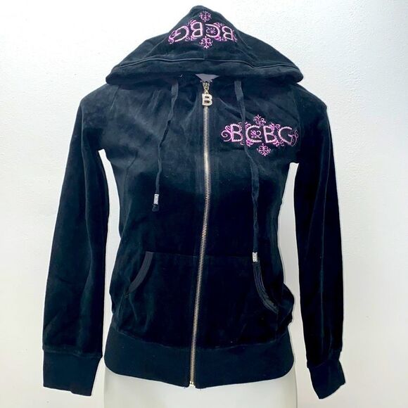 BCBGMAXAZRIA HOODIE SWEATER WOMENS Black new sz small - Picture 1 of 8